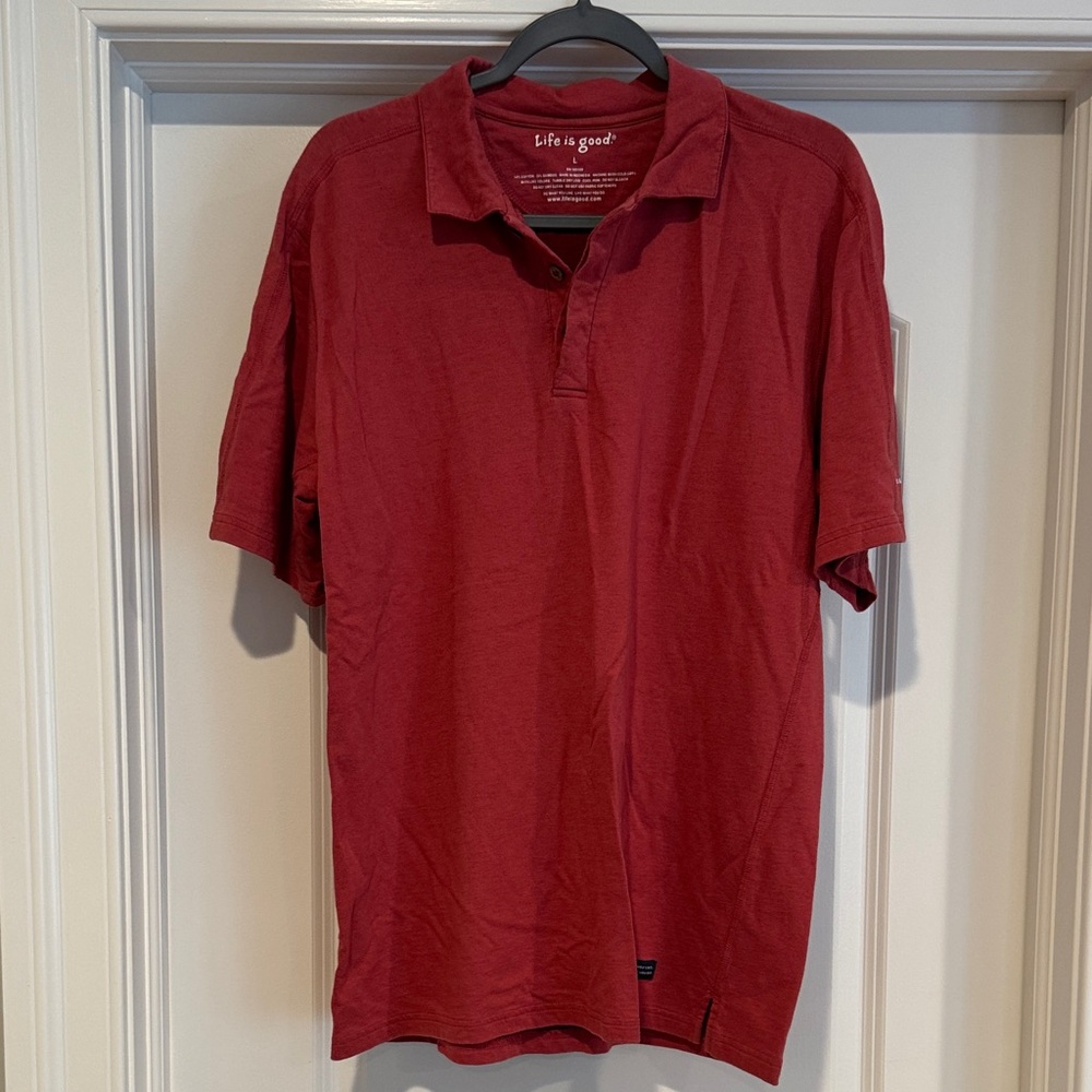 Life is Good Men's Red Polo Shirt L Large